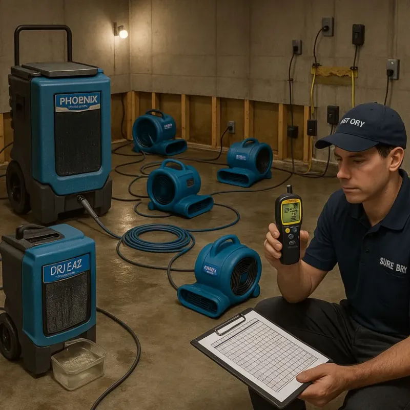 Structural Drying and Dehumidification process in Dunkirk Town Center, MD